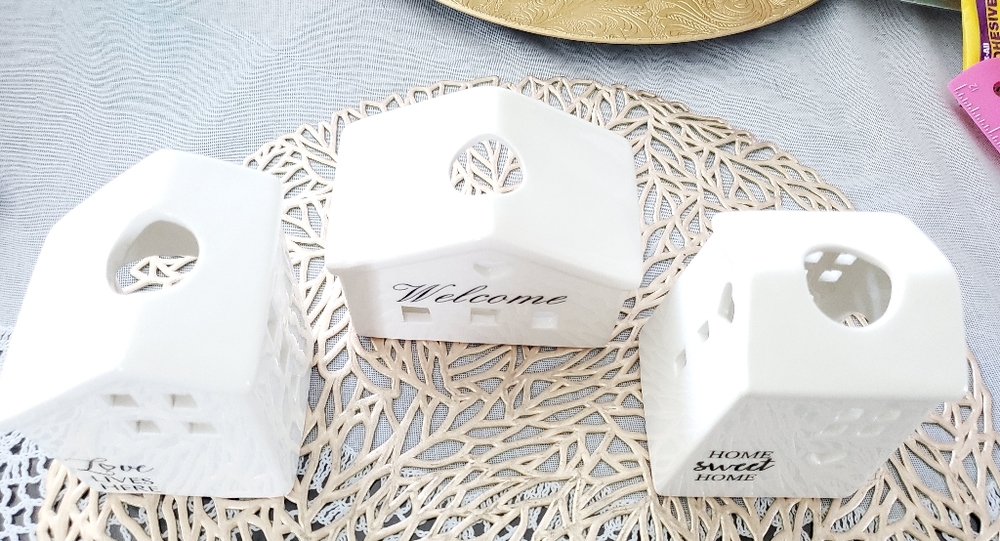 Set of 3 Beautiful ceramic home candle holders - Picture 2 of 6